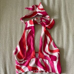 Vibrant Pink and Red Halter Top